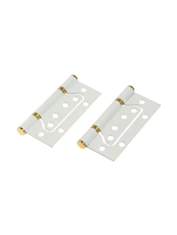 Петля-бабочка ТУНДРА, 100&times;70&times;2.0 мм, универсальная, без врезки, белая, 2 шт.