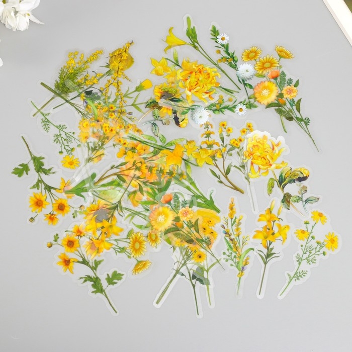 Наклейки для творчества пластик PVC Наклейки для творчества пластик PVC "Солнечная поляна" набор 40 шт 9х10.5 см