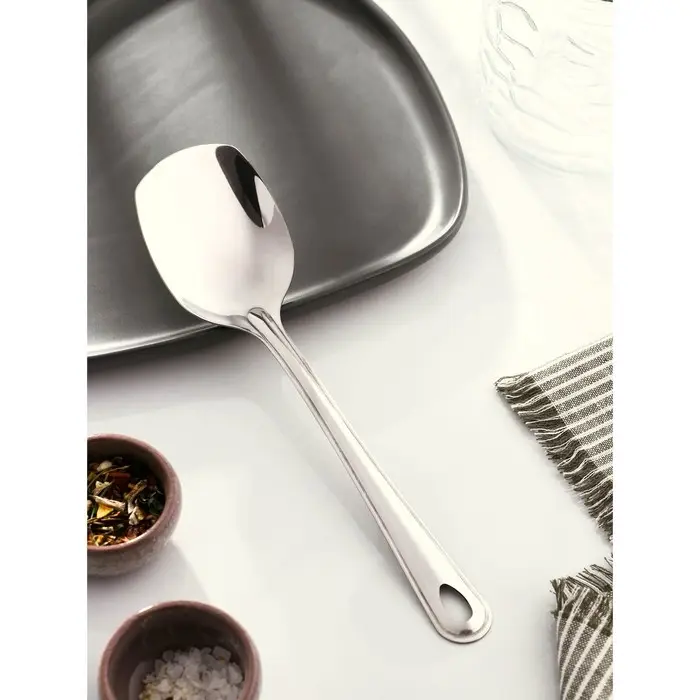 Ложка гарнирная из нержавеющей стали Доляна «Виктория», 25 мл, 24×6 см, квадратная, цвет серебряный Ложка гарнирная из нержавеющей стали Доляна «Виктория», 25 мл, 24×6 см, квадратная, цвет серебряный