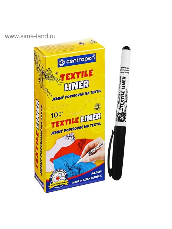 Маркер для ткани Centropen 2639, узел 0.7 мм, линия 0.6-0.8 мм, чёрный