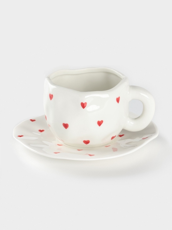 Чайная пара Доляна «Любовь», чашка 220 мл, блюдце d=16 см, ручная роспись, керамика, белая Чайная пара Доляна «Любовь», чашка 220 мл, блюдце d=16 см, ручная роспись, керамика, белая