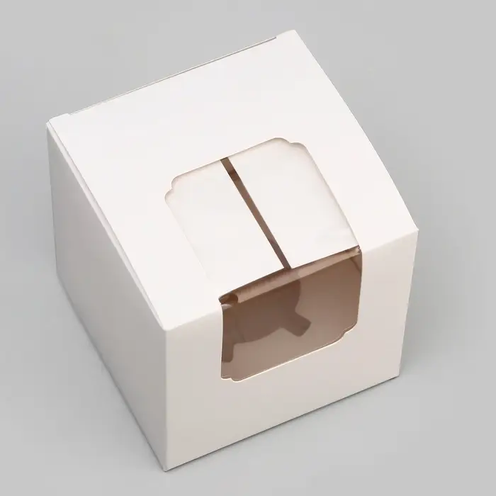 Коробка для капкейка, без ручек, белая, 9×9×9 см Коробка для капкейка, без ручек, белая, 9×9×9 см