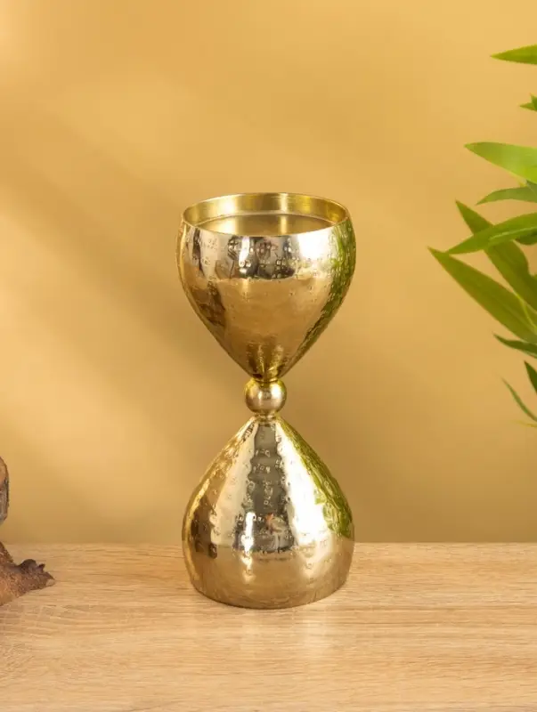 Подсвечник "Песочные часы" алюминий 8,5х19 см, цв. золото