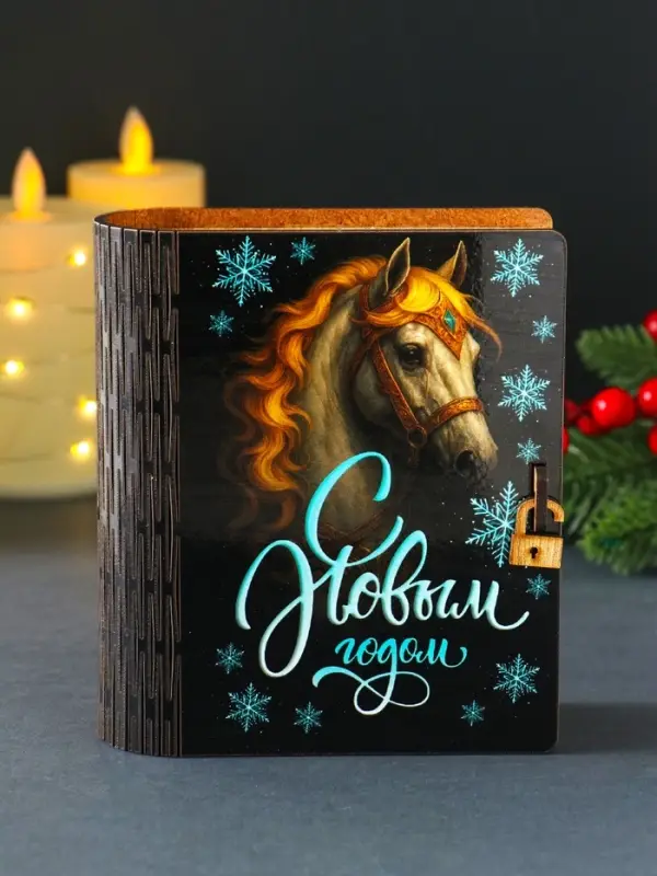 Новогодняя шкатулка-книга "Снежинки" 14х12х5 см