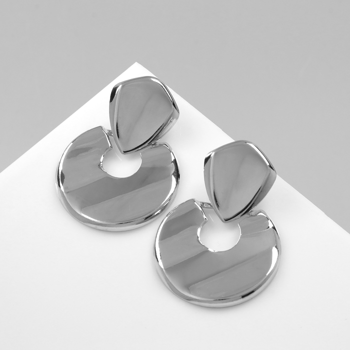 Серьги металл «Геометрия» диск, цвет серебро Серьги металл «Геометрия» диск, цвет серебро