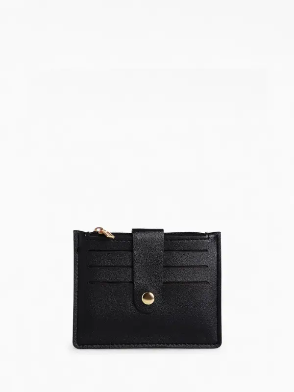 Картхолдер с монетницей на молнии, на 3 карты, чёрный