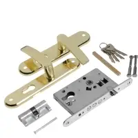 Замок врезной LOCKLAND RD005, с ручкой, B/S 55 мм, 4 ключа, цвет золото Замок врезной LOCKLAND RD005, с ручкой, B/S 55 мм, 4 ключа, цвет золото