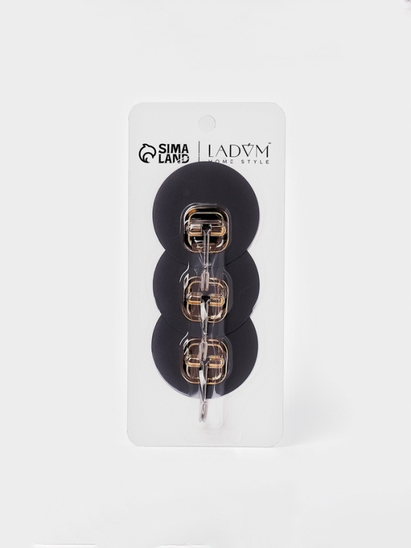 Набор самоклеящихся крючков Набор самоклеящихся крючков "Gold", 3 шт 6,5х2,3х6,5 см