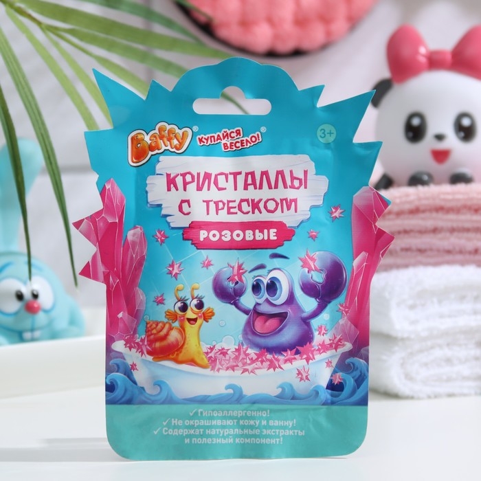 Кристаллы с треском Baffy для ванны, розовый, 10 г Кристаллы с треском Baffy для ванны, розовый, 10 г