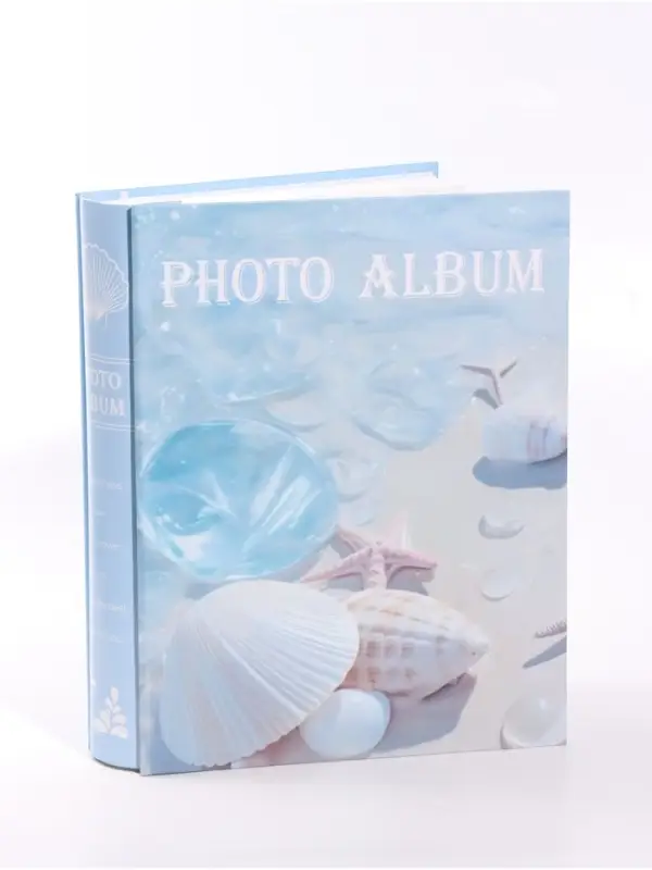 Фотоальбом на 200 фото &laquo;Морские ракушки&raquo;, 10&times;15 см, в коробке, 20.5&times;5.7&times;26 см, голубой
