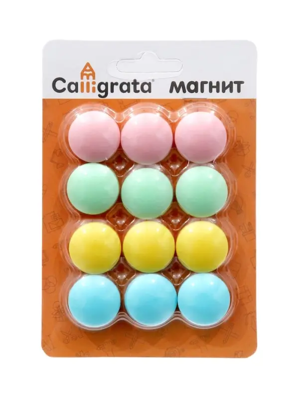 Набор магниты для доски d=2 см, 12 штук, на блистере, пастель