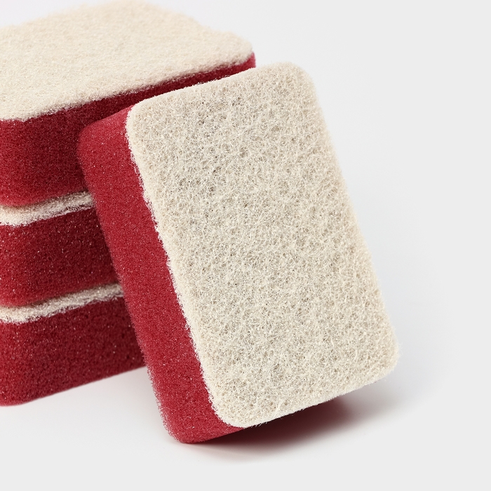 Губка для посуды с ионами серебра Raccoon, 4 шт, 9,5×6,5×3 см Губка для посуды с ионами серебра Raccoon, 4 шт, 9,5×6,5×3 см