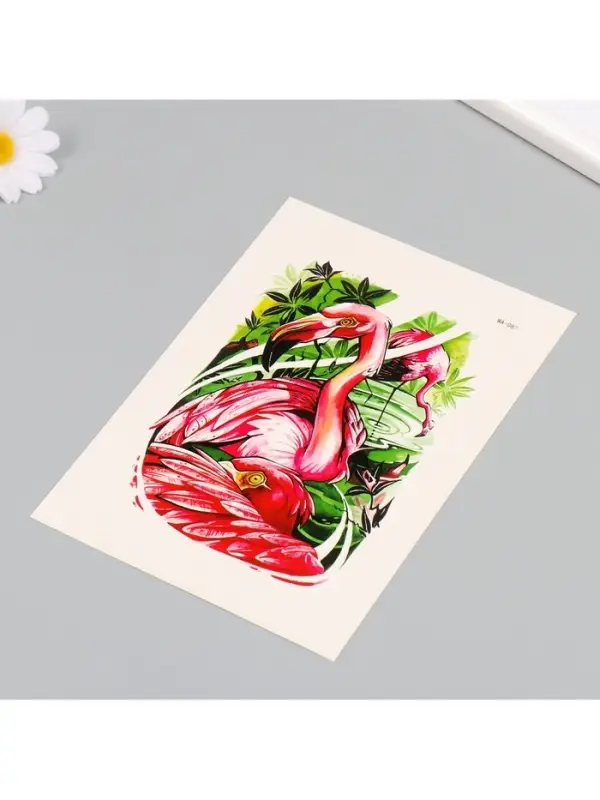 Переводная тату на тело цветная &laquo;Фламинго&raquo;, 26.1&times;14.6 см