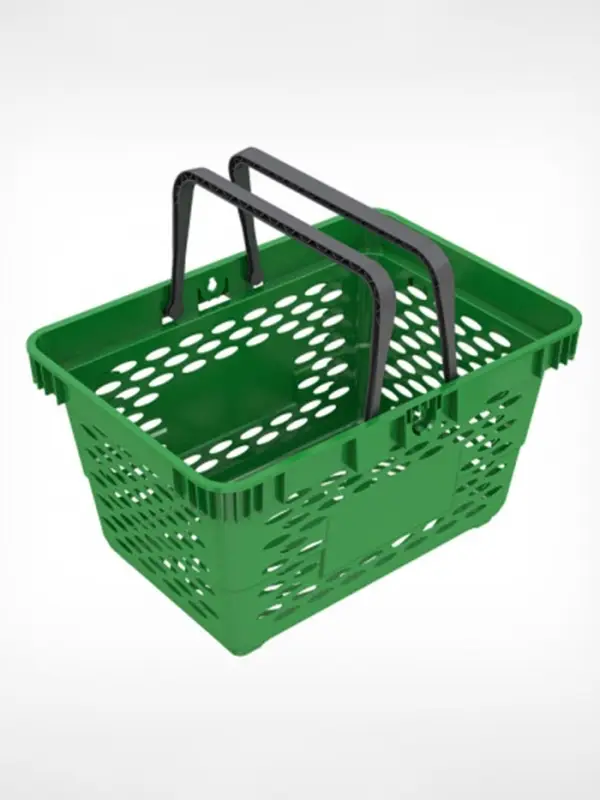 Корзина покупательская пластиковая, 20 л, 2 пластиковые ручки, зелёная