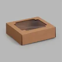Коробка складная, крышка-дно,с окном, крафт, 15 х 15 х 5 см