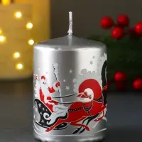 Свеча новогодняя пеньковая "С Новым годом!" 6х6х8 см
