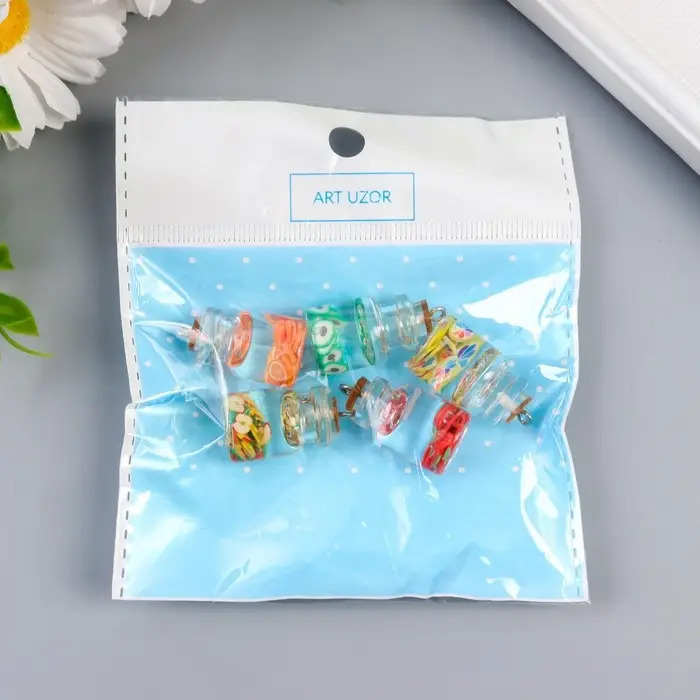 Подвеска для творчества стекло, пластик  Подвеска для творчества стекло, пластик "Фрукты в колбе" МИКС 2,8х1,5 см