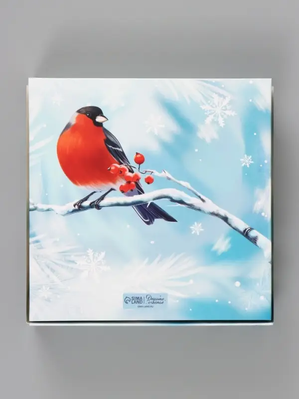 Коробка подарочная новогодняя, складная 20&times;20&times;4 см &laquo;Снегири&raquo;