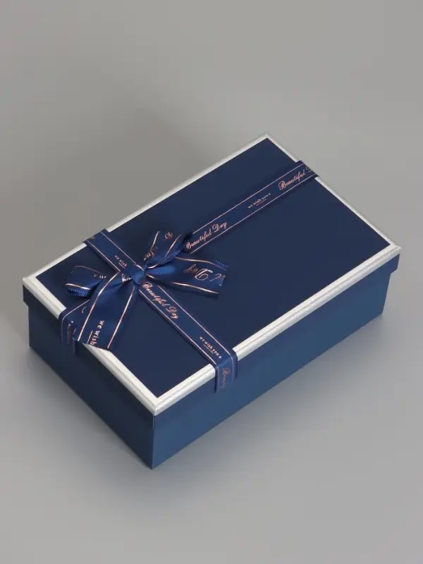 Набор подарочных коробок 3 в 1 прямоугольные с бантом, ночной синий, 23&times;16&times;9.5; 21&times;14&times;8; 19&times;12&times;6.5 см