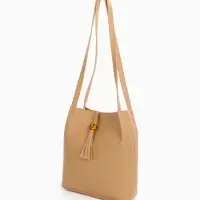 Сумка - мешок женская на магните, 25&times;10&times;26 см, бежевая