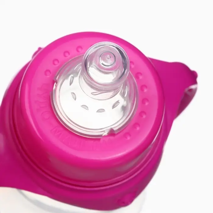 Бутылочка для кормления M&B &laquo;Любимая доченька&raquo;, классическое горло, с ручками, от 0 мес., 150 мл., приталенная, розовый