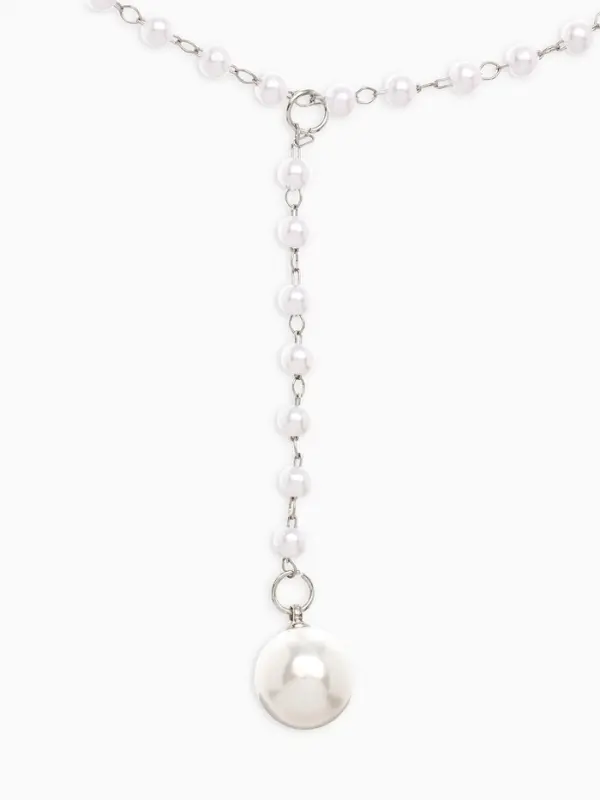 Колье с жемчугом &laquo;Олимпия&raquo;, белое в серебре, 32 см