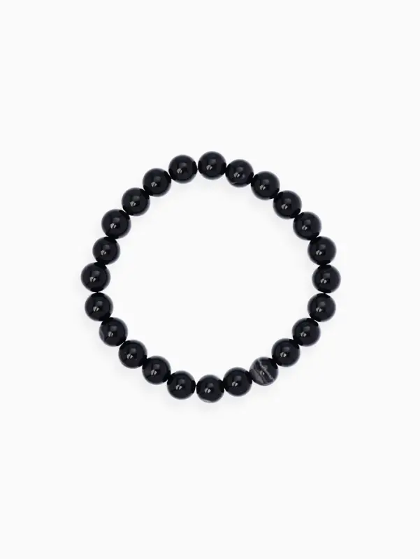 Браслет из бусин &laquo;Агат&raquo;, d=5.5 см, шар №8, чёрный