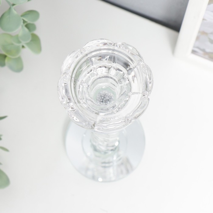 Подсвечник стекло на 1 свечу  Подсвечник стекло на 1 свечу "Спираль с камешками" 18х7х7 см