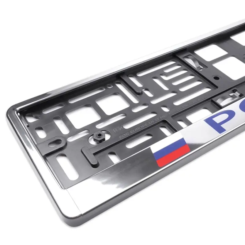 Рамка под номерной знак "Россия" (хром, синий) AVS RN-03