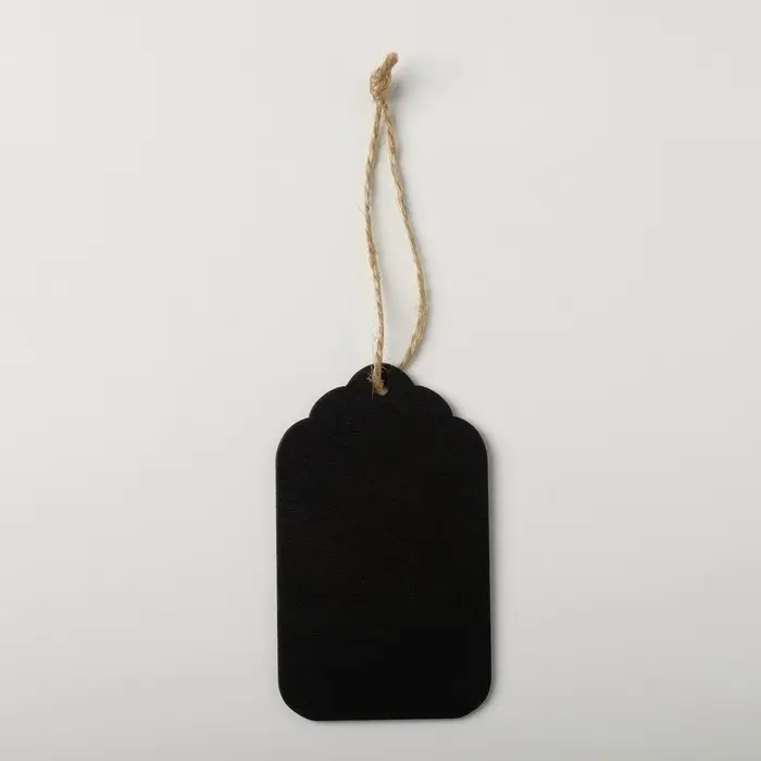 Меловой ценник «Бирка» 10×6, на верёвке, прямоугольник ступенька, (фасовка 10 шт.), цвет чёрный