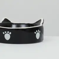 Миска для кошек Пижон &laquo;Кошачье семейство&raquo; 40/60 мл, 19&times;10.5&times;3.5 см, двойная, керамика, чёрная, белая