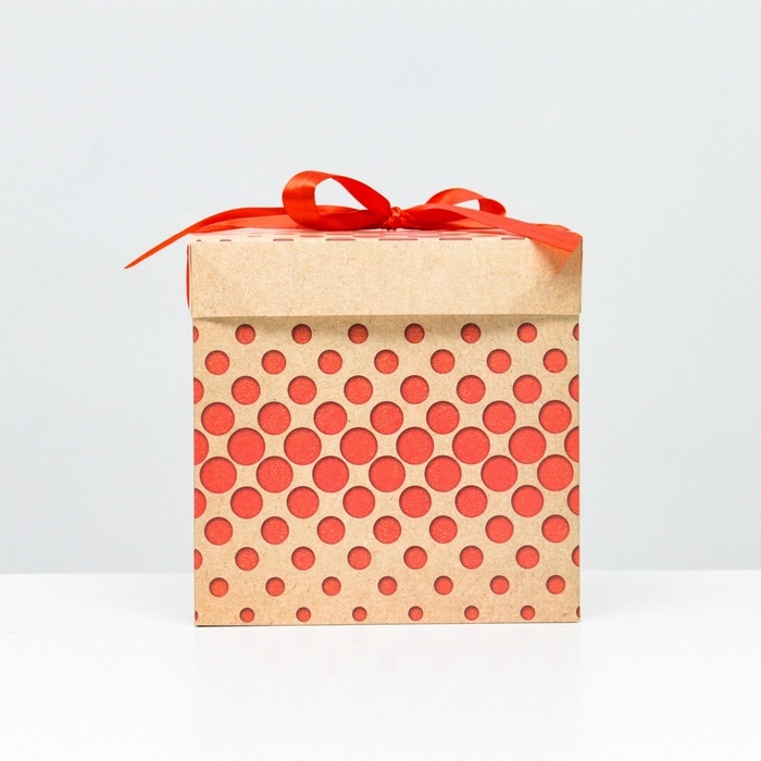 Коробка Самосборная Коробка Самосборная "Горошек" крафт 15х15х15 см