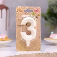 Свеча в торт «Грань», цифра 3, жемчужный, 6.5 см