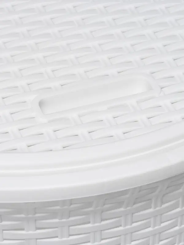 Корзина для белья угловая с крышкой &laquo;Ротанг&raquo;, 60 л, 40.5&times;40.5&times;57 см, белая