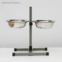 Подставка с мисками, 2&times;1 л, высота 40 см, разборная, зелёная