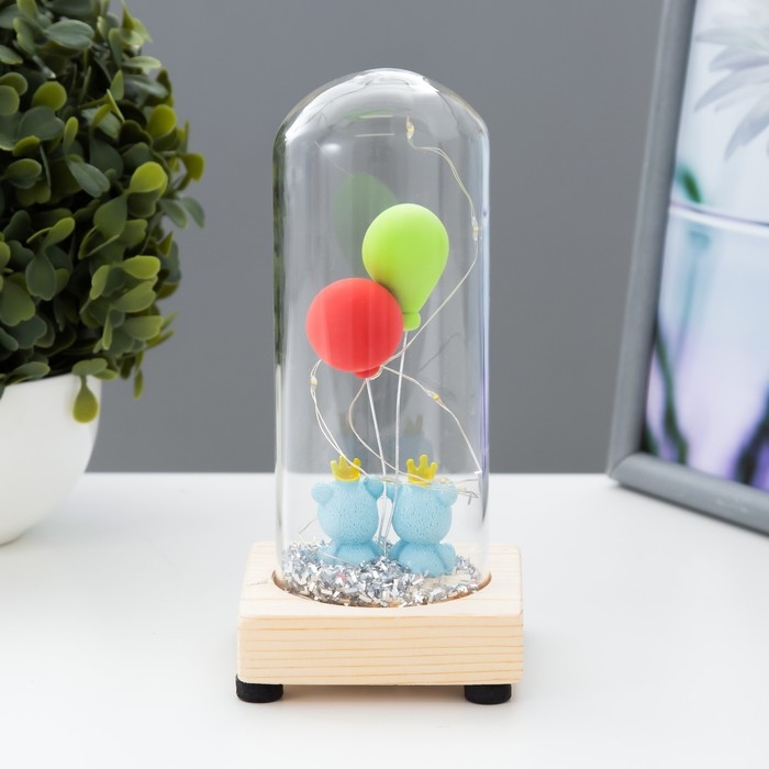 Ночник колба Ночник колба "Два мишки с шарами" LED от батареек LR44 8х8х17 см RISALUX