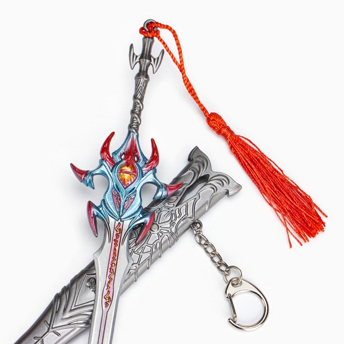Сувенирное оружие подвесное мини Сувенирное оружие подвесное мини "Меч Асура", брелок, 21 см, серебристый с красным