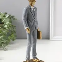 Сувенир полистоун "Мужчина-адвокат в сером костюме с портфелем" 24,5 см