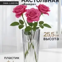 Ваза для цветов &laquo;Венера&raquo;, лучики, 25.5&times;11.5 см, пластик, прозрачная