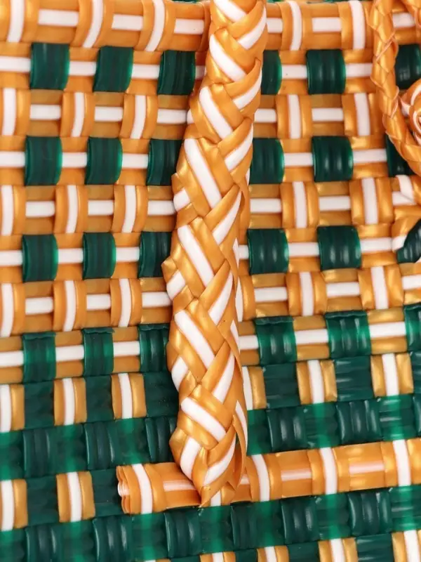 Сумка плетёная, 40&times;20&times;55 см, пластик, зелёно-бежевая