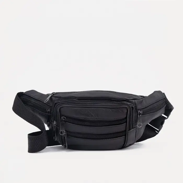 Сумка поясная на молнии, 7&times;33&times;12 см, чёрная