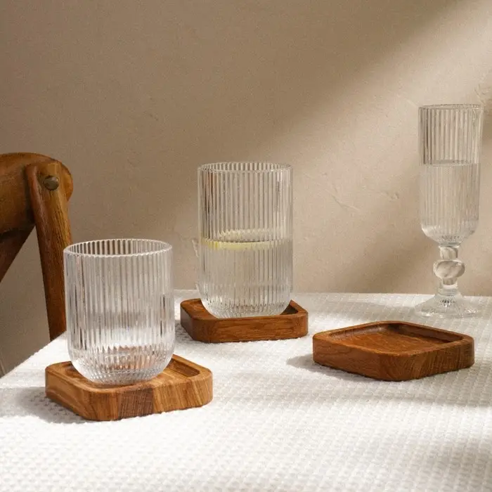 Набор тарелок - подставок SL Home, 10&times;10&times;2 см, 3 шт., дуб