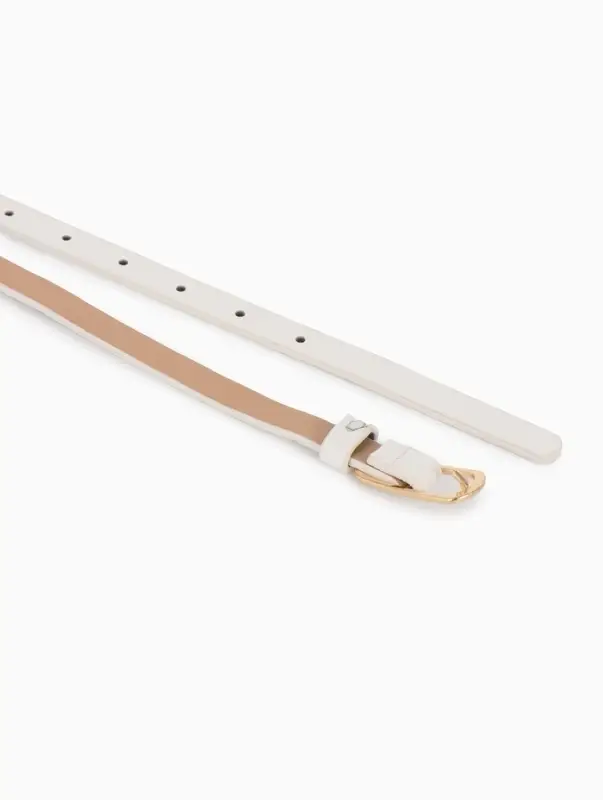 Ремень женский тонкий, 110&times;1.5 см, золотистая пряжка металл, белый