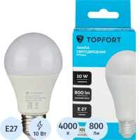 Лампа светодиодная Topfort E27 10W 4000K груша