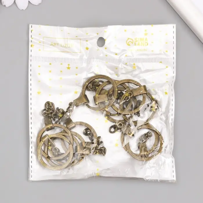 Основа для брелока кольцо металл с плоским креплением латунь 3х6 см Основа для брелока кольцо металл с плоским креплением латунь 3х6 см