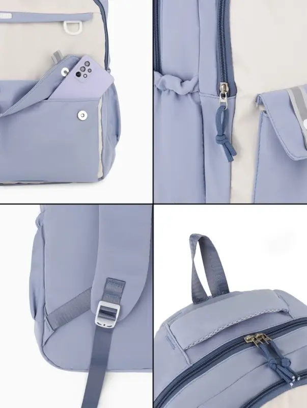 Рюкзак 31*14*44 см, 2 отд. 3 н/карм+пенал, Комби голуб/бел