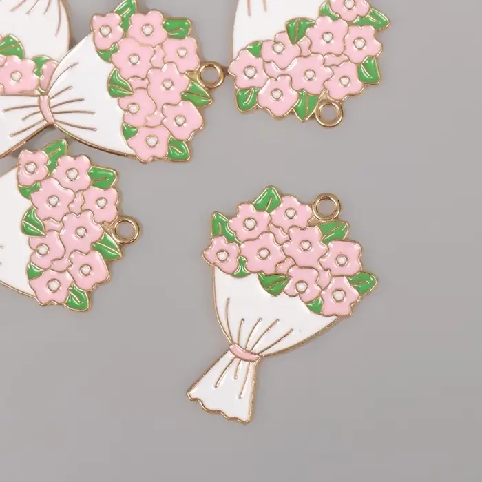 Декор для творчества металл, эмаль Декор для творчества металл, эмаль "Букет цветов" 3,4х2,5 см