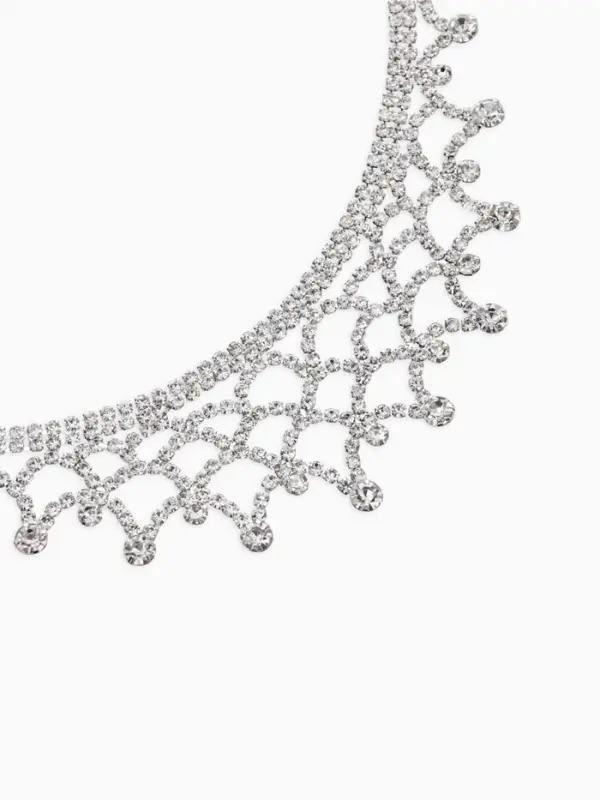 Набор 2 предмета: серьги, колье со стразами &laquo;Лёд. Паутина&raquo;, d=13.5 см, белый в серебре