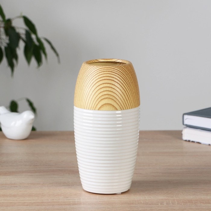 Керамическая ваза для цветов, сухоцветов «Клетис», настольная, 20 см, белый Керамическая ваза для цветов, сухоцветов «Клетис», настольная, 20 см, белый