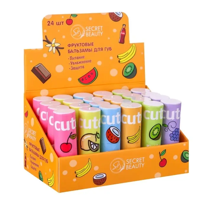 Бальзам для губ фруктовый, микс цветов и ароматов Бальзам для губ фруктовый, микс цветов и ароматов